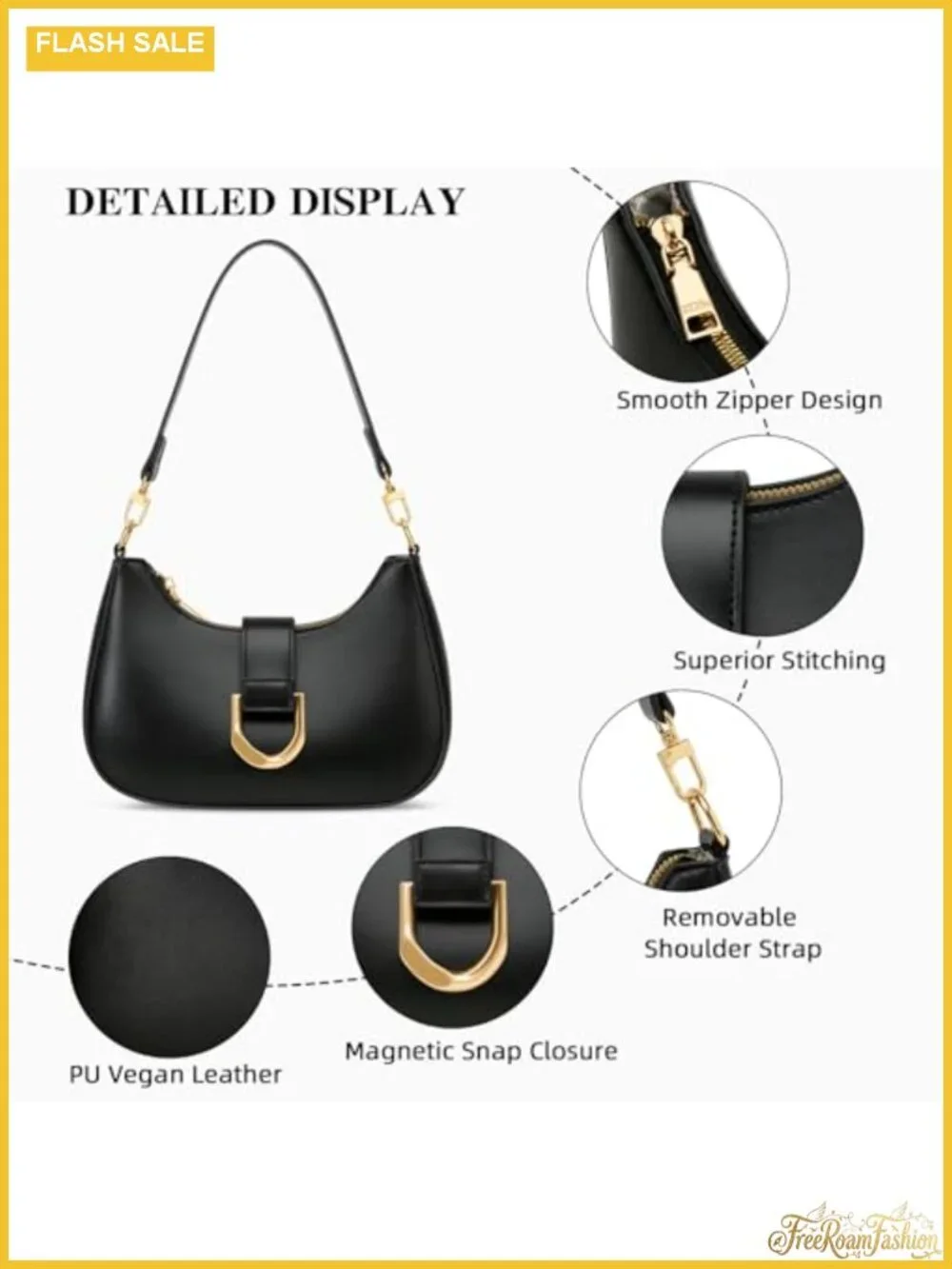 Trendy Everyday Crescent Shoulder Bag with Chain Strap Faux Leather